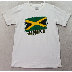 Daily T' S Shirt Unisex Large White Jamaica Flag‎ Cotton Short Sleeve Round Neck